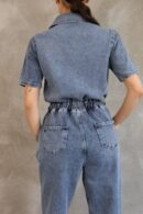 Denim Jumpsuit With Elastic Waist - Brand: Fiori - Women's Clothing Wholesale - Globality Store