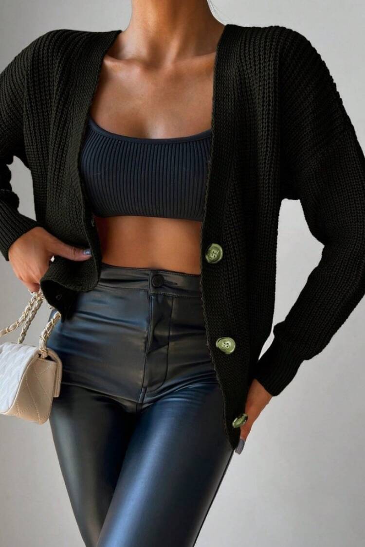 Women's Long Sleeve Button Detail Knitwear