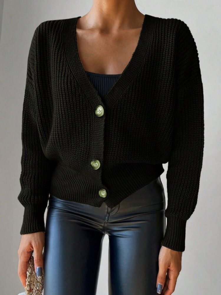 Women's Long Sleeve Button Detail Knitwear
