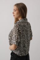 Garnished Leopard Pattern Shirt - Leopard - Brand: Reyon - Women's Clothing Wholesale - Globality Store