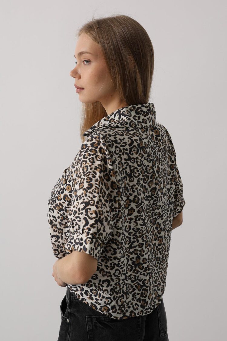 Garnished Leopard Pattern Shirt - Leopard