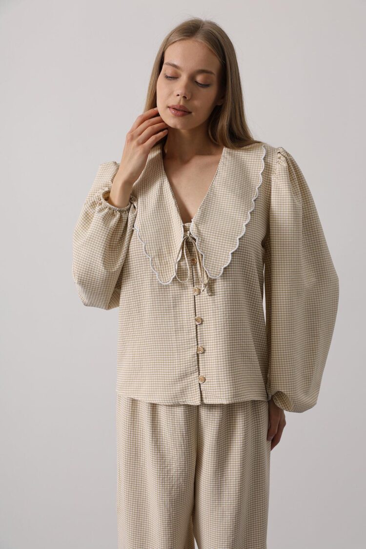 Embroidered Baby Collar Pants Set