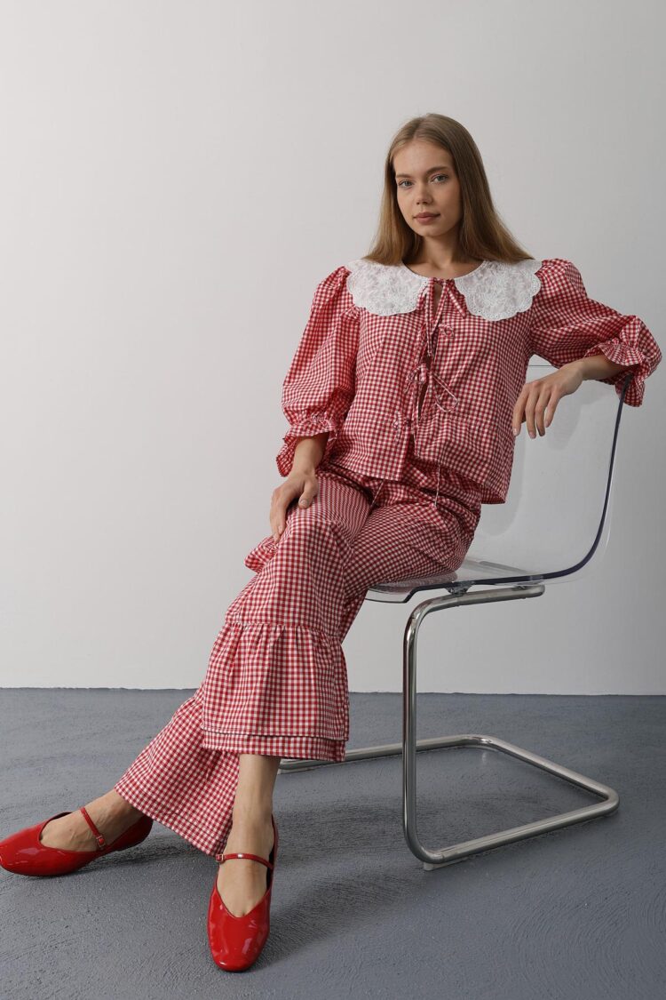 Lace Collar Square Pattern Suit - Brand: Reyon - Women's Clothing Wholesale - Globality Store