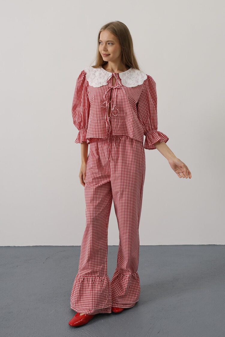 Lace Collar Square Pattern Suit