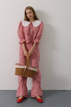 Lace Collar Square Pattern Suit - Brand: Reyon - Women's Clothing Wholesale - Globality Store