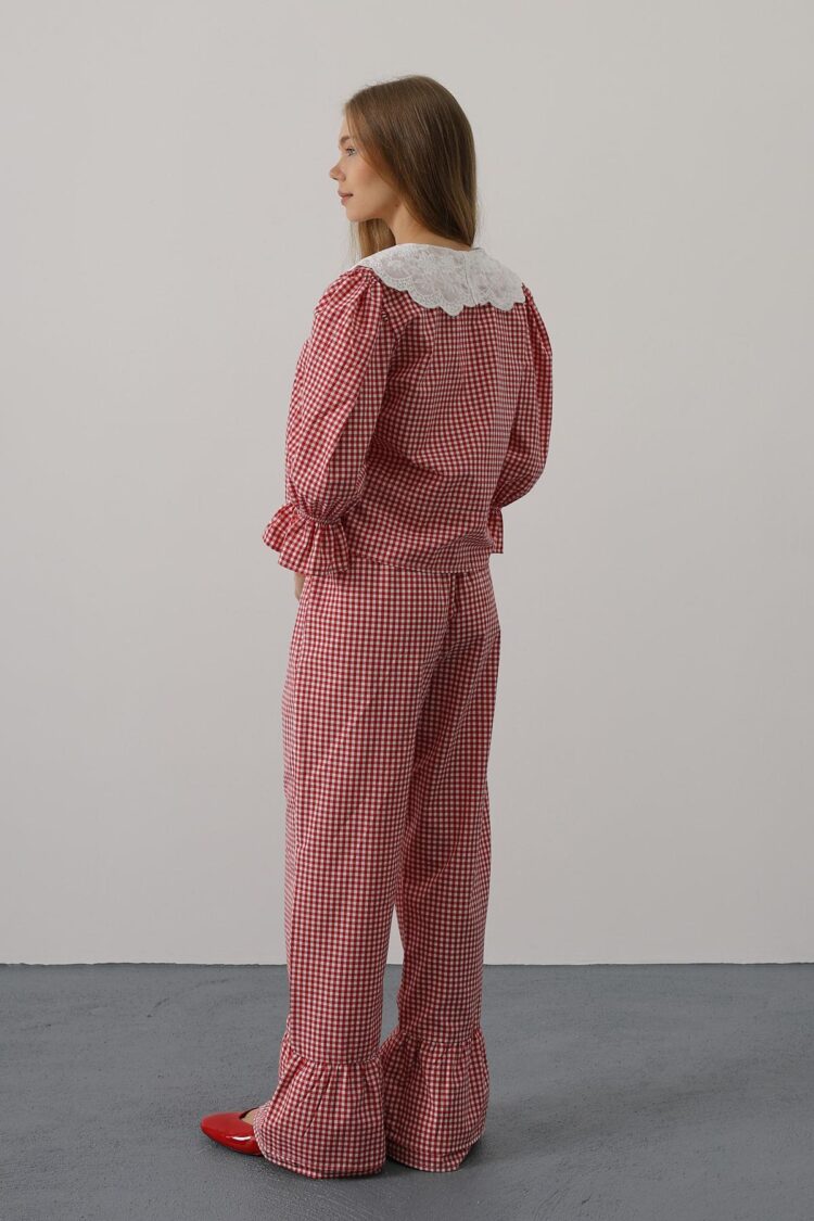 Lace Collar Square Pattern Suit