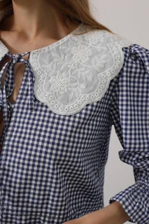 Lace Collar Square Pattern Suit - Navy - Brand: Reyon - Women's Clothing Wholesale - Globality Store