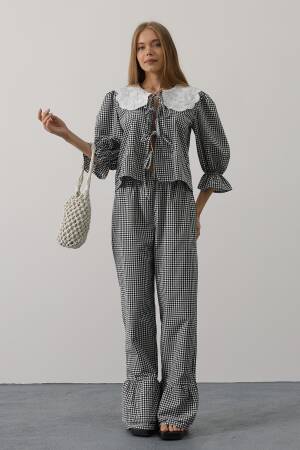 Lace Collar Square Pattern Suit - Brand: Reyon - Women's Clothing Wholesale - Globality Store