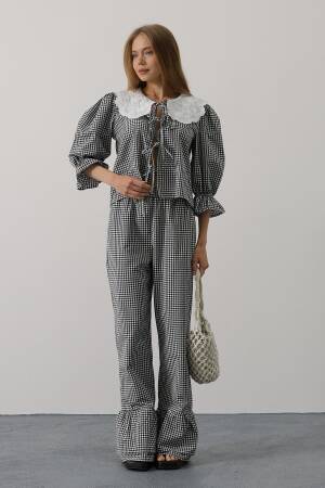Lace Collar Square Pattern Suit - Brand: Reyon - Women's Clothing Wholesale - Globality Store