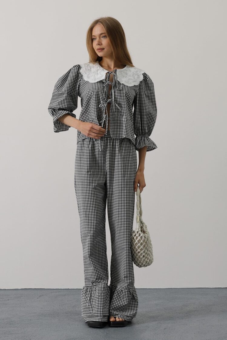 Lace Collar Square Pattern Suit - Brand: Reyon - Women's Clothing Wholesale - Globality Store