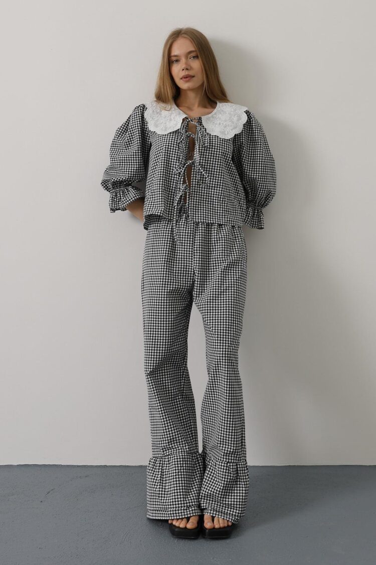 Lace Collar Square Pattern Suit