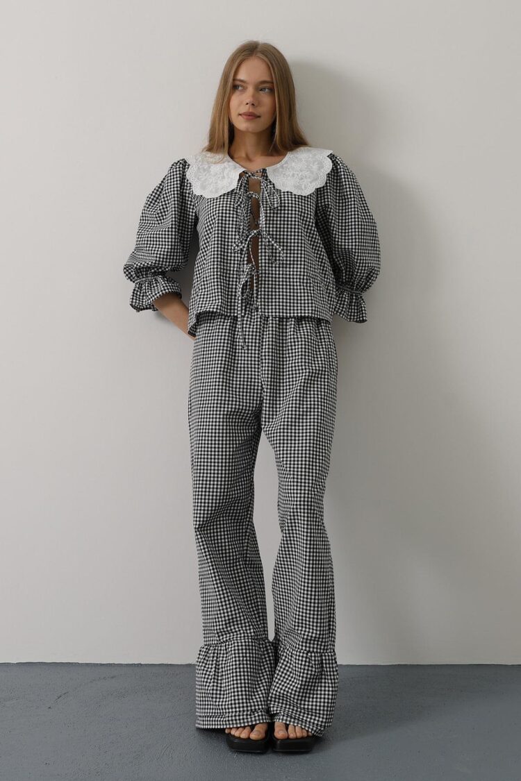 Lace Collar Square Pattern Suit