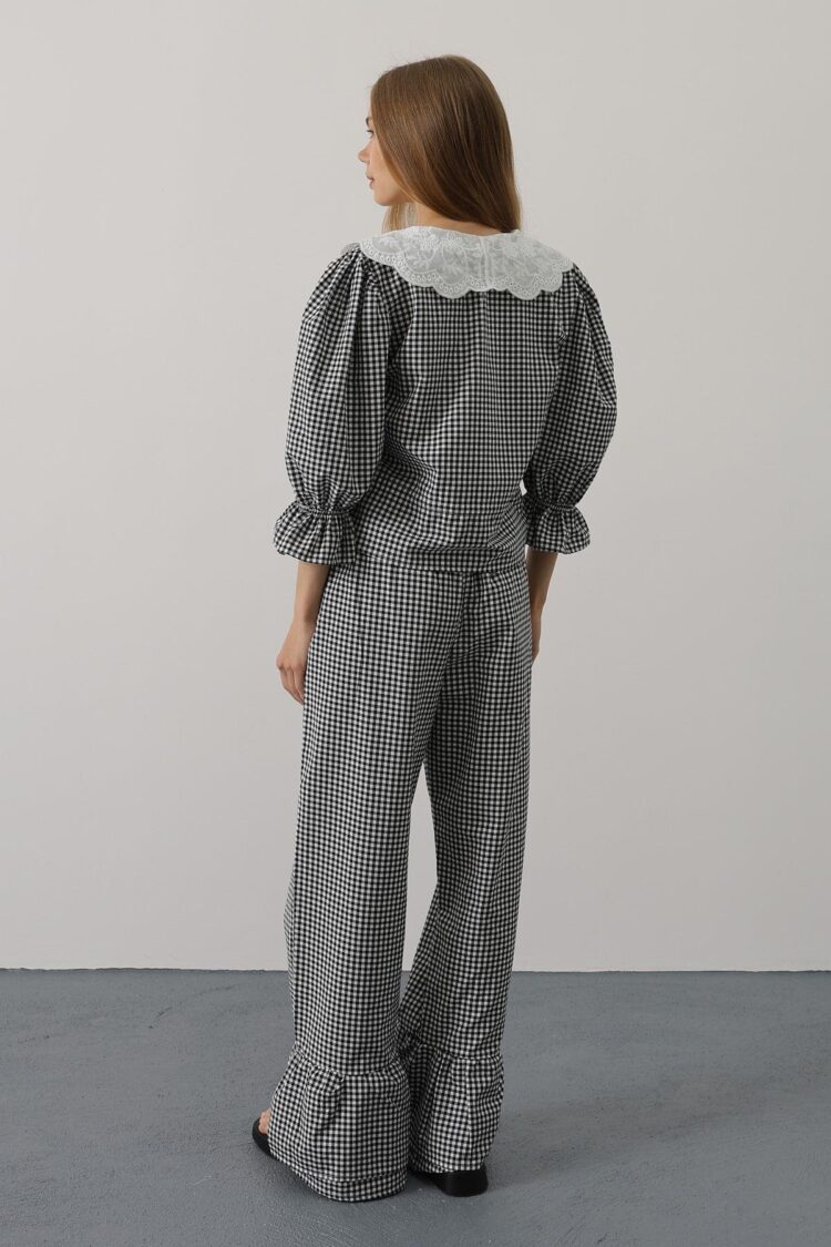 Lace Collar Square Pattern Suit