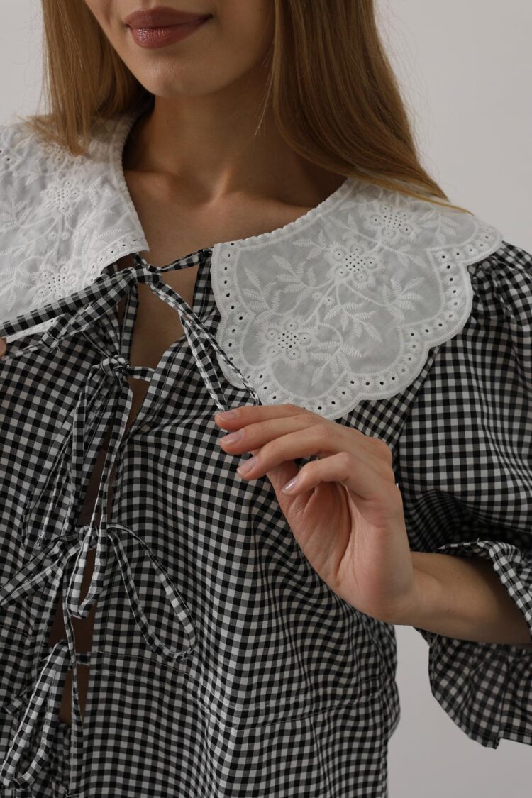 Lace Collar Square Pattern Suit
