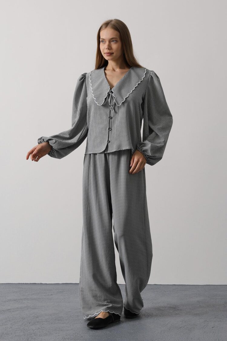 Embroidered Baby Collar Pants Set - Brand: Reyon - Women's Clothing Wholesale - Globality Store