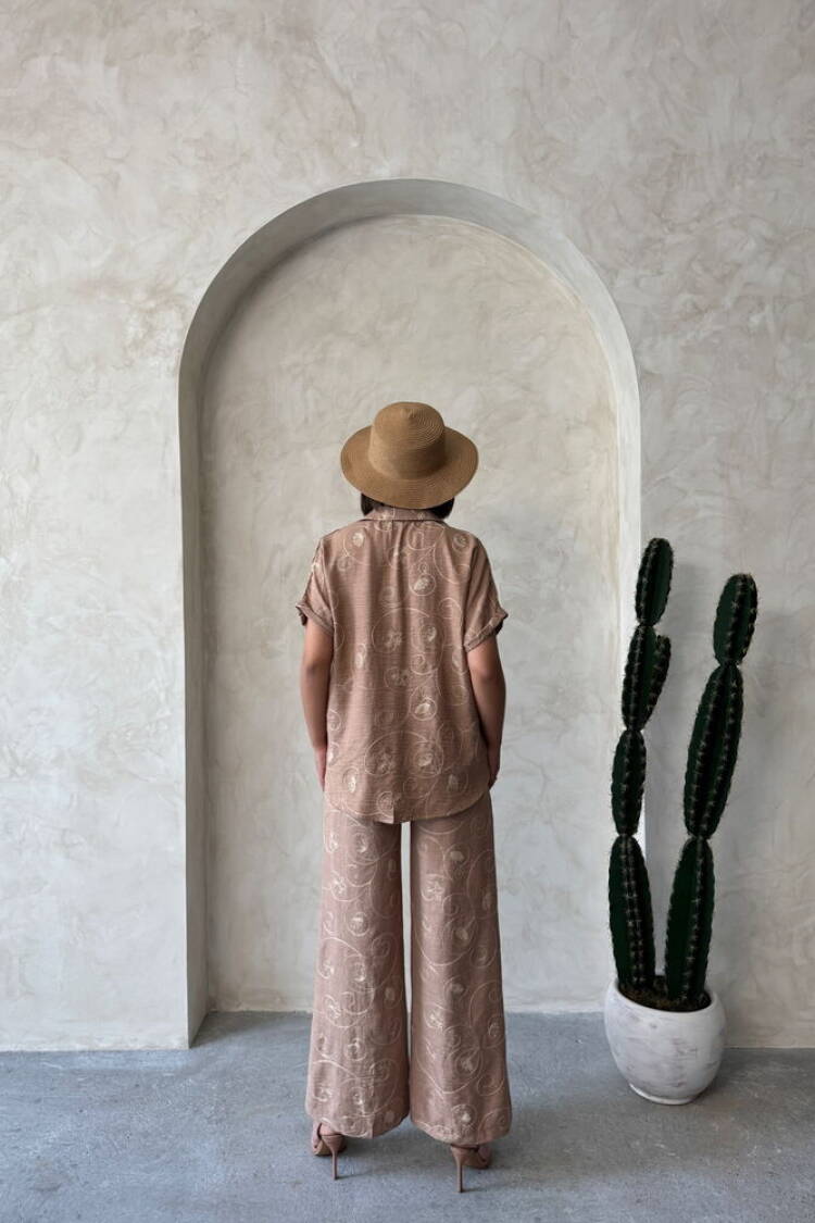 Embroidered Pants - Light Brown Dsn2