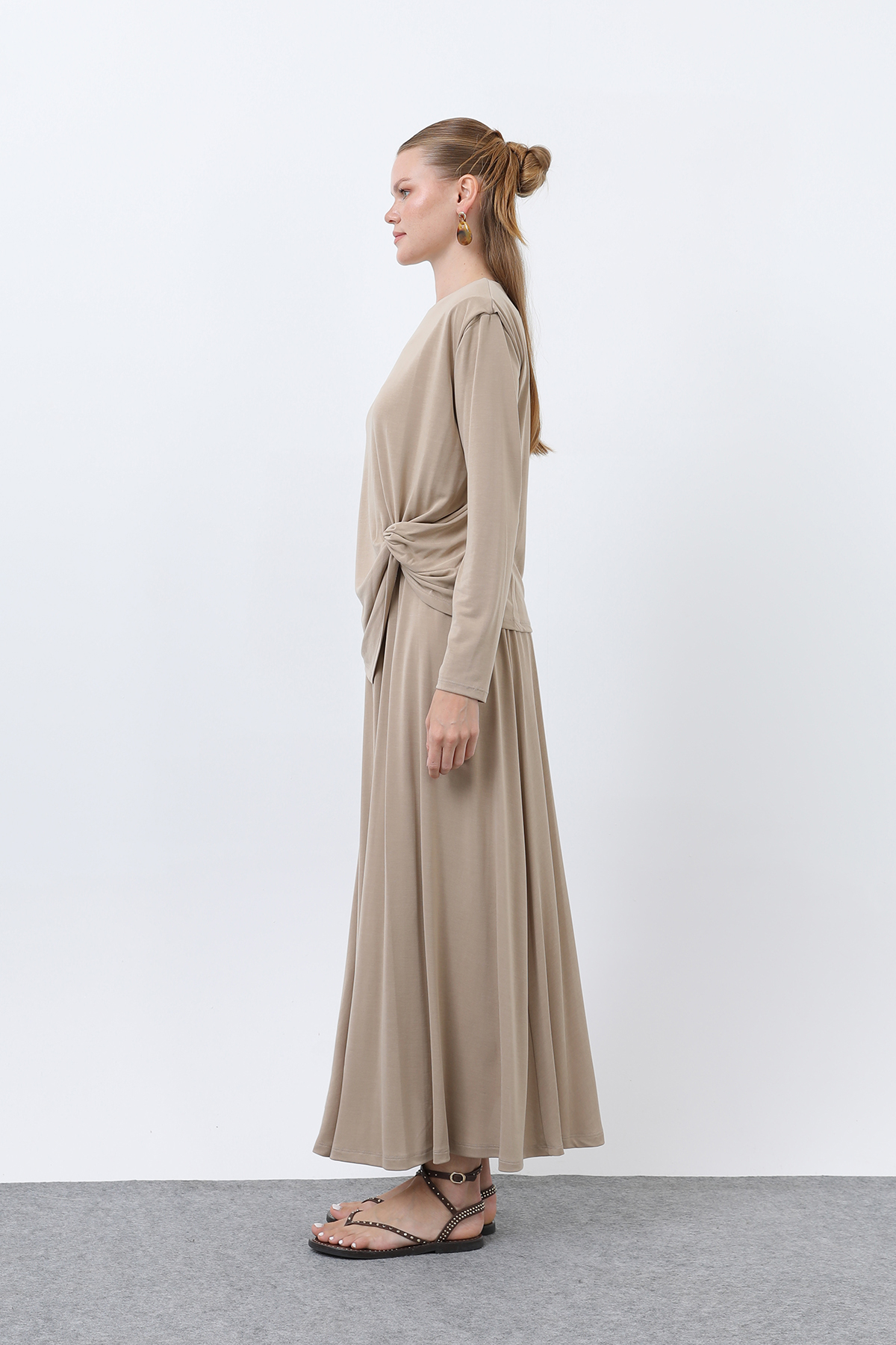 Women's Front Knotted Wadding Detailed Skirt Suit