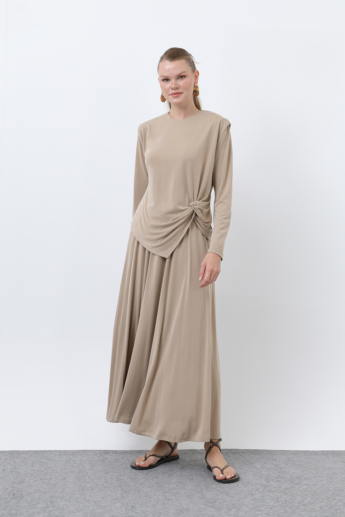 Women's Front Knotted Wadding Detailed Skirt Suit - Brand: Puane - Women's Clothing Wholesale - Globality Store