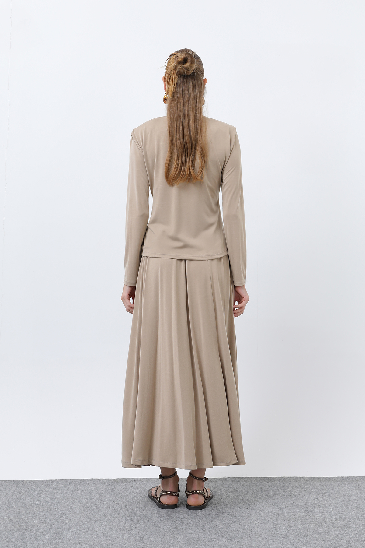 Women's Front Knotted Wadding Detailed Skirt Suit