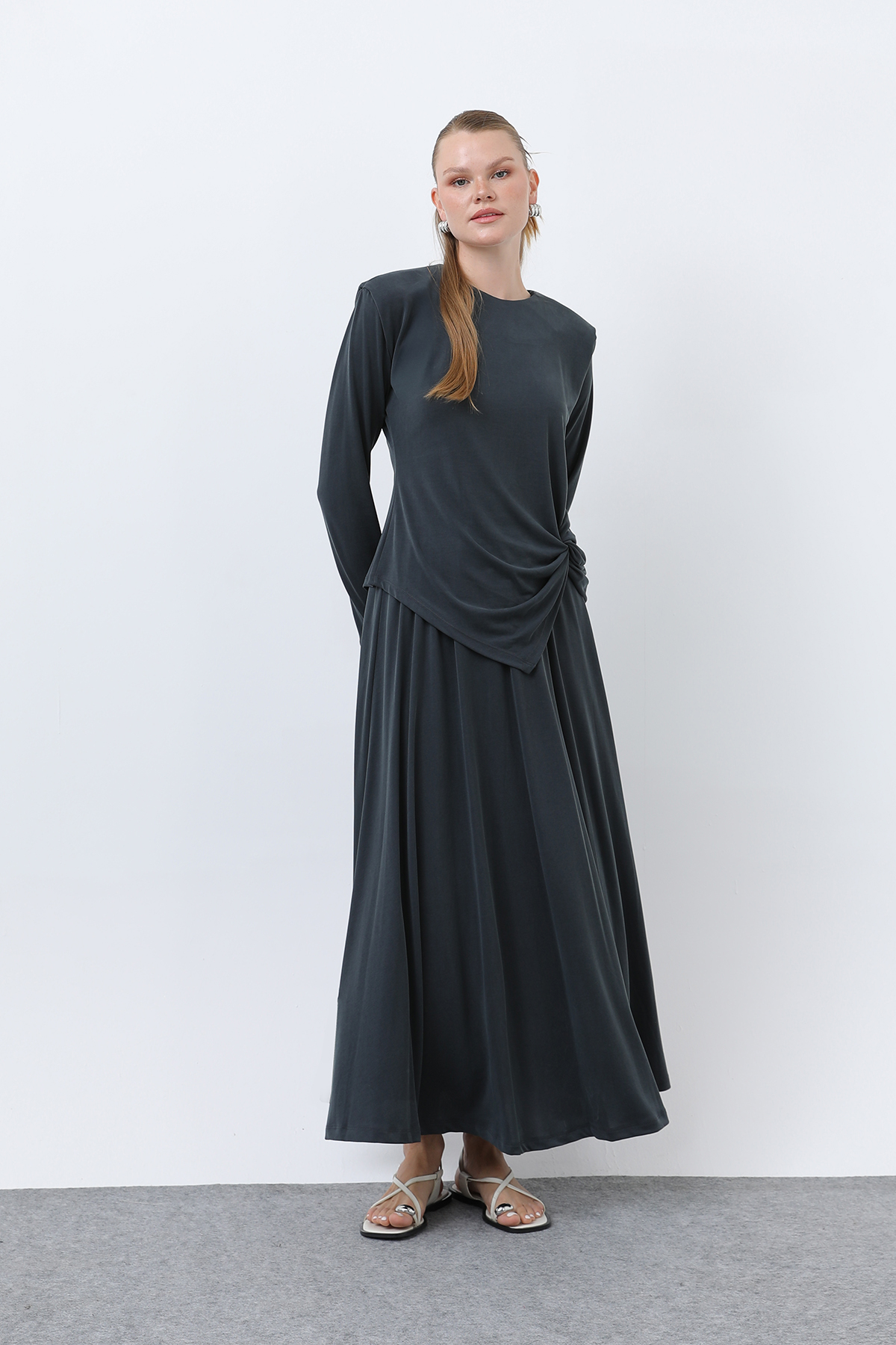 Women's Front Knotted Wadding Detailed Skirt Suit - Brand: Puane - Women's Clothing Wholesale - Globality Store