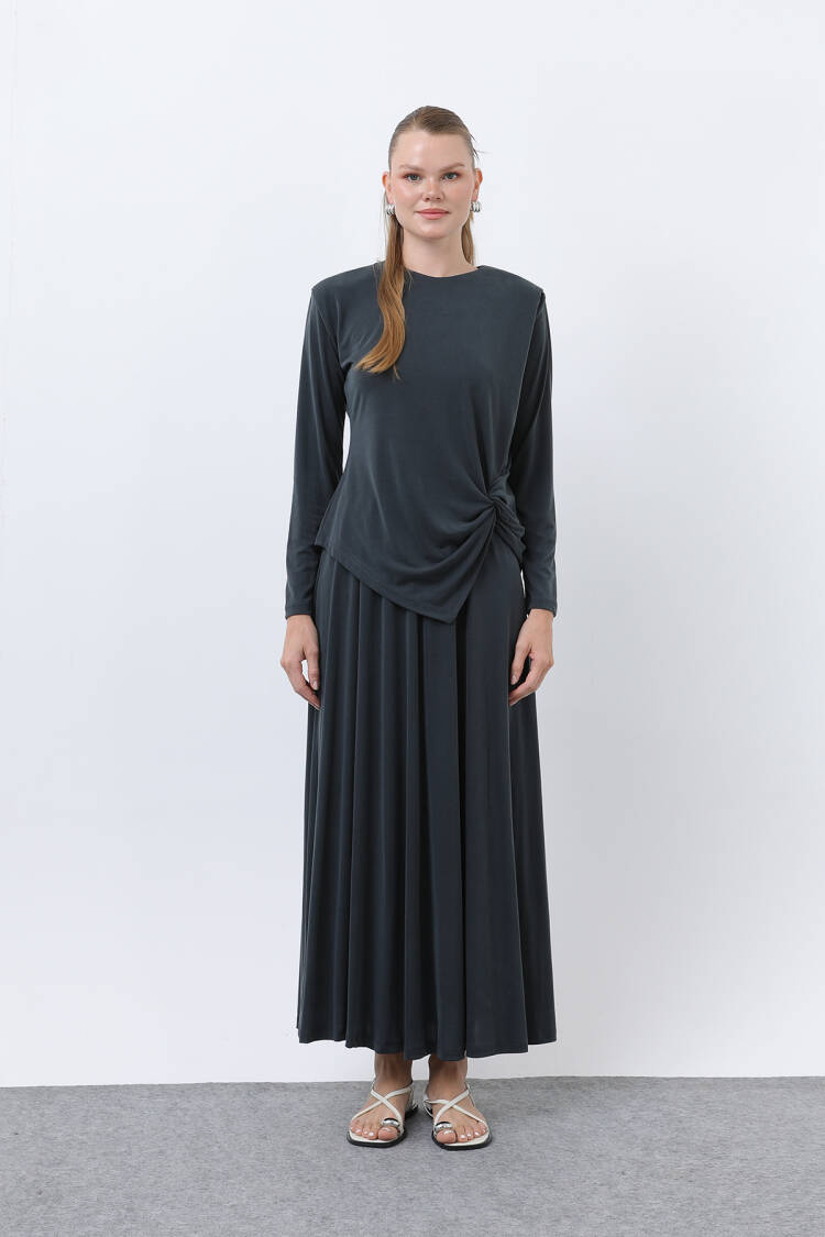Women's Front Knotted Wadding Detailed Skirt Suit