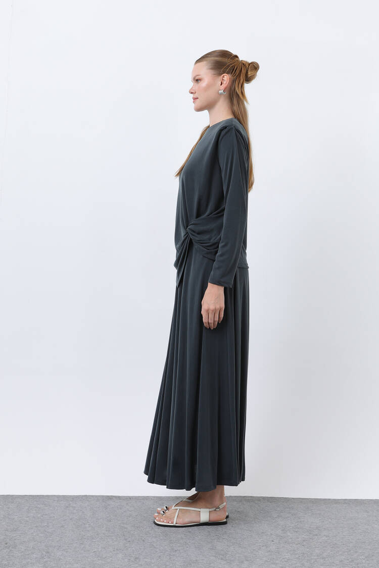 Women's Front Knotted Wadding Detailed Skirt Suit