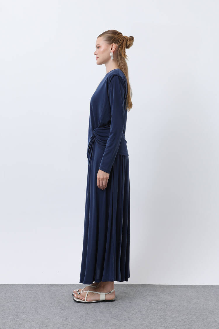 Women's Front Knotted Wadding Detailed Skirt Suit