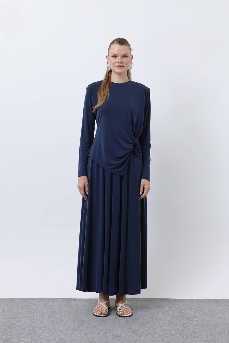 Women's Front Knotted Wadding Detailed Skirt Suit
