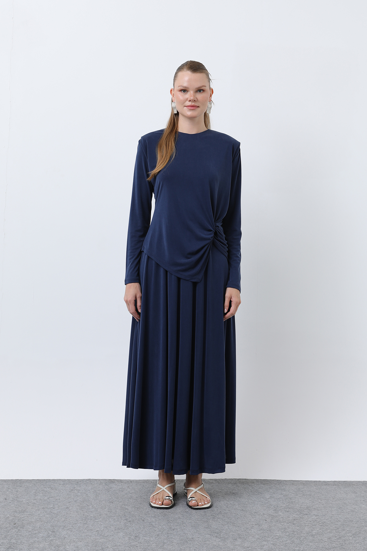 Women's Front Knotted Wadding Detailed Skirt Suit