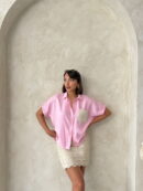 D2360 Linen Shirt With Applique Pockets - Brand: Topshow - Women's Clothing Wholesale - Globality Store