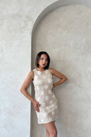 Floral Lace Dress - Stone - Brand: Topshow - Women's Clothing Wholesale - Globality Store