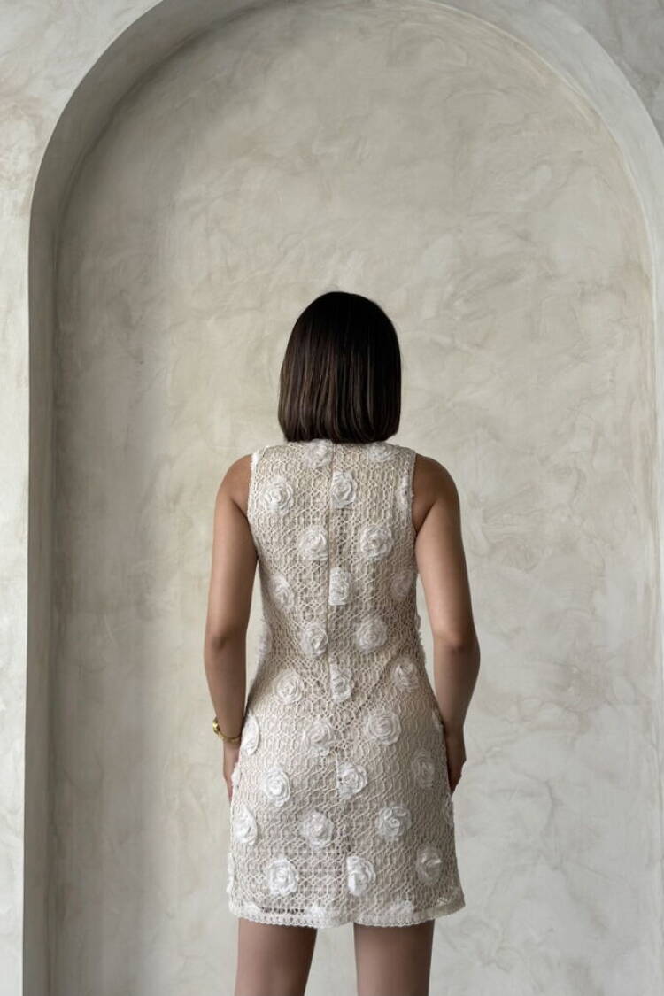 Floral Lace Dress - Stone