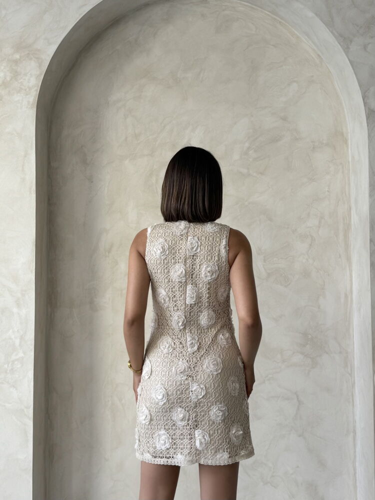 Floral Lace Dress - Stone