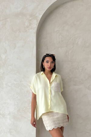 D2360 Linen Shirt With Applique Pockets - Brand: Topshow - Women's Clothing Wholesale - Globality Store