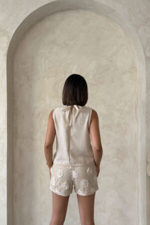 Floral Lace Shorts - Stone - Brand: Topshow - Women & Kids, Baby Clothes Wholesale - Globality Store