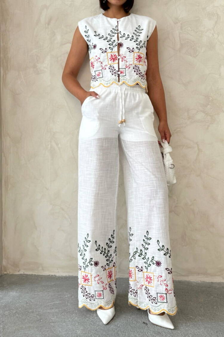 Embroidered Pants - Yellow Dsn2