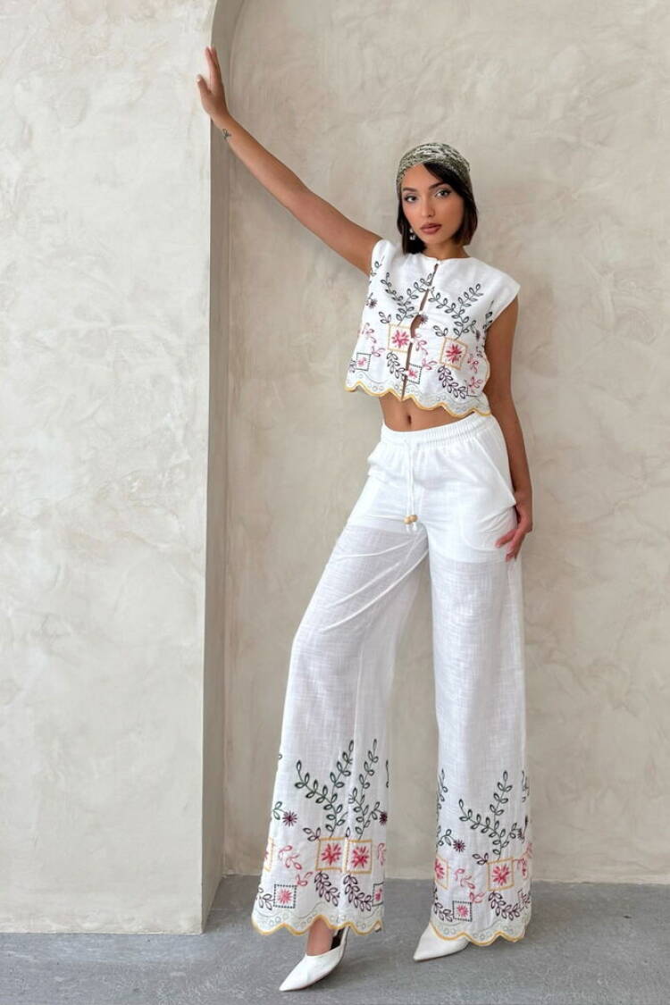 Embroidered Pants - Yellow Dsn2 - Brand: Topshow - Women's Clothing Wholesale - Globality Store
