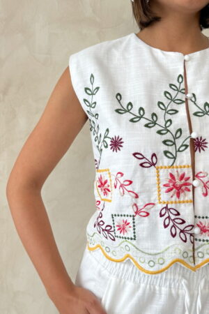 Embroidered Zero Sleeve Shirt - Yellow Dsn2 - Brand: Topshow - Women & Kids, Baby Clothes Wholesale - Globality Store