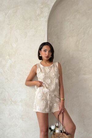 Floral Lace Tank Top - Stone - Brand: Topshow - Women & Kids, Baby Clothes Wholesale - Globality Store