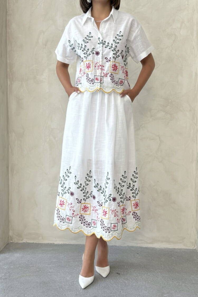 Embroidered Skirt - Yellow Dsn2
