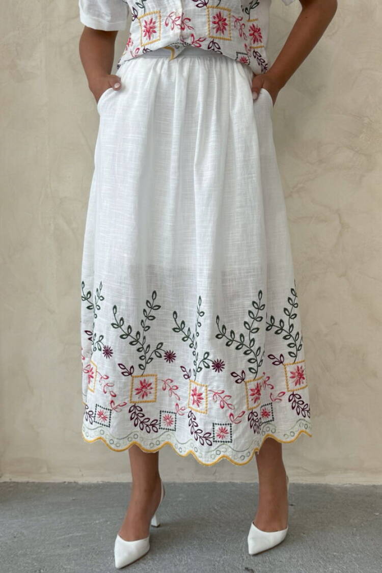 Embroidered Skirt - Yellow Dsn2