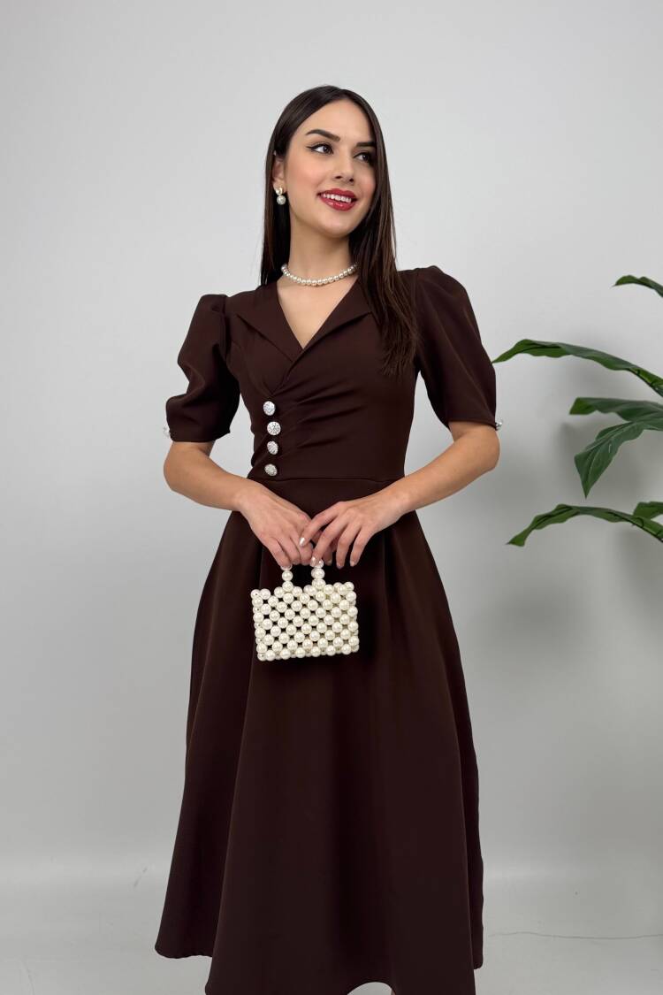 Jacket Collar Balloon Cufflinks Detail Atlas Dress