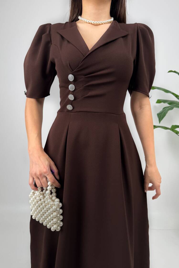 Jacket Collar Balloon Cufflinks Detail Atlas Dress