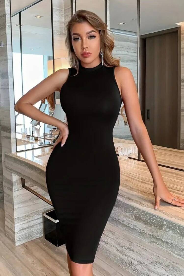 Women's Off Shoulder Crew Neck Janjan Crepe Dress