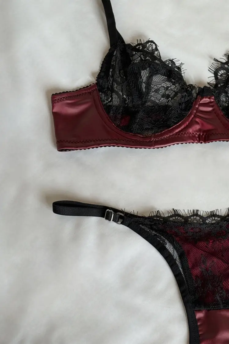 Burgundy Lace Detail Underwear