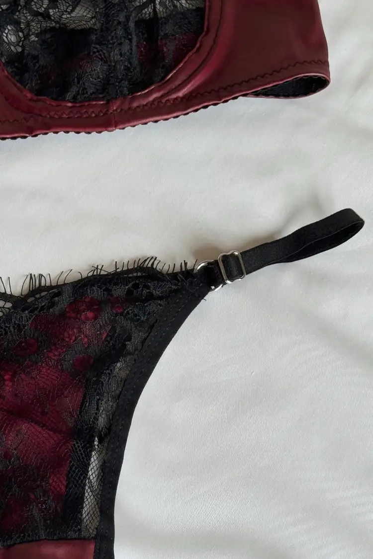 Burgundy Lace Detail Underwear
