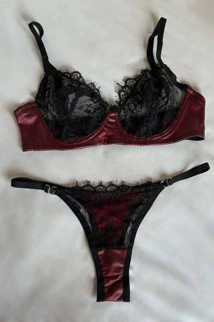 Burgundy Lace Detail Underwear - Brand: EYYO ATELIER - Women's Clothing Wholesale - Globality Store
