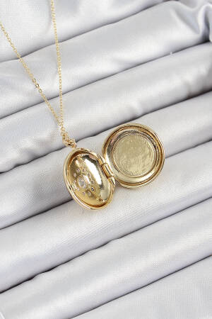 316l Steel Chain Openable Locket Model Zircon Stone Gold Color Women Necklace - Brand: Ebijuteri - Women's Clothing Wholesale - Globality Store