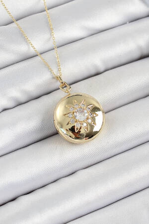 316l Steel Chain Openable Locket Model Zircon Stone Gold Color Women Necklace - Brand: Ebijuteri - Women's Clothing Wholesale - Globality Store
