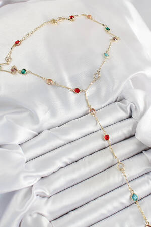 Brass Assorted Model Gold Color Zircon Stone Y Necklace - Brand: Ebijuteri - Women's Clothing Wholesale - Globality Store